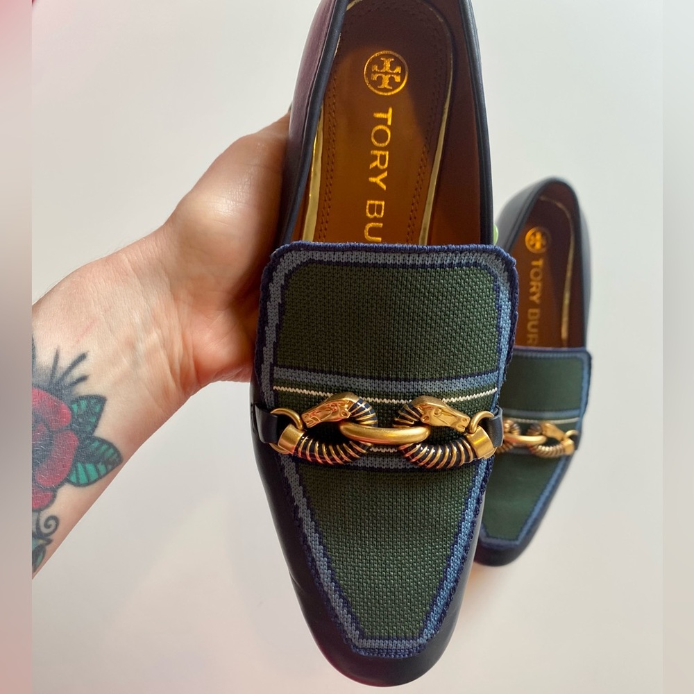 👞Tory Burch Loafers Perfect Navy Banyan Green👞
